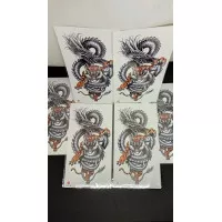 Sticker Tato 3D Motif Naga Harimau Tahan Air