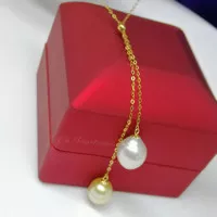 Kalung Emas 18k Mutiara Baroque Air Laut ASLI #553