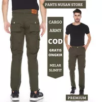 PNS Celana Cargo PDL Premium Hijau Army Panjang Pria Strecth Slimfit