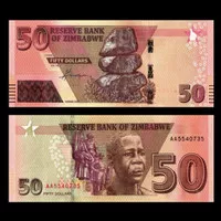 UANG ZIMBABWE 50 DOLLARS 2020 UNC PERFECK AA MBUYA NEHANDA NEW DESIGN