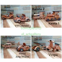 Mainan Kayu/ Miniatur Kayu/ becak/ mobil/ kereta/ Pesawat/ Vespa Kayu