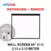 Wall Screen Projector Motorized + Remote 84 1:1 / Layar Inforce