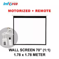 Wall Screen Projector Motorized + Remote 70 1:1 / Layar Inforce
