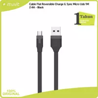MuVit Cable Flat Reversible Charge & Sync Micro Usb 1M 2.4A - Black