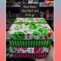 Box / Kardus / Dus Nasi Kue Snack Makanan - 16x16x7 cm - Bunga Pita