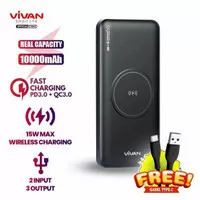 VIVAN Powerbank Wireless 10000 Mah VPB-W11 2 input 3 Output 20W 3.0A