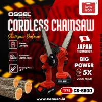 Cordless Chainsaw 6 inch Gergaji Rantai Pohon Kayu Baterai Charg OSSEL