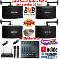 Paket Sound System BMB 4 Unit Speaker BMB 10 Inch + Power Mixer Ori