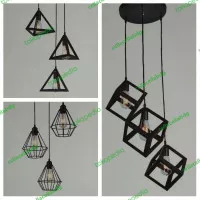 LAMPU GANTUNG INDUSTRIAL IRON CAGE 3 IN 1 / LAMPU GANTUNG RANGKA BESI