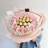 Ferrero Medium Bouquet Premium Pink / Hadiah Buket Coklat Valentine