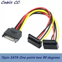 Cable power sata 15p male to 2x serial ata female 15 pin splitter L