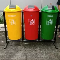 Tempat tong sampah fiberglass bulat 80 liter 3in1 Terlaris termurah