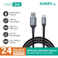 Aukey Cable CB-CD40 2m Braided Nylon USB 3.0 to Type C Grey - 500427