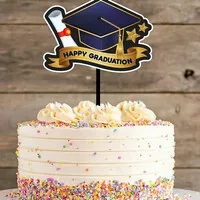 Cake topper happy graduation / hiasan kue wisuda