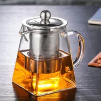 ELtamart Square Tea Pot Teko Teh 950ml Borosilicate Glass Saringan
