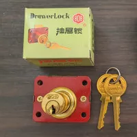 Kunci Laci / Lemari / Drawer Lock 808 Kuning Shanghai HL508P Kecil