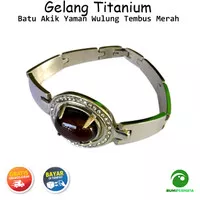 Gelang Tutanium Batu Akik Yaman Wulung Tembus Merah