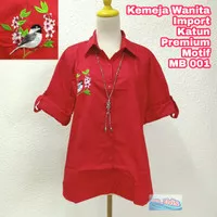 Shirt / Kemeja / Wanita / Merah / Bordir Bird XXXL