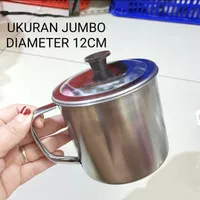 MUG CANGKIR GELAS JUMBO STAINLESS STEEL 12 CM + TUTUP TERMURAH