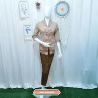 Kebaya Katun kopi susu motif kupu kupu setelan