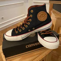 Sepatu Sneaker Converse Original High Tan Black Tinggi Hitam Ori