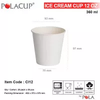 POLACUP Gelas Ice Cream + Tutup Cup Ice Cream + Lid 12oz 360ml - 50pcs