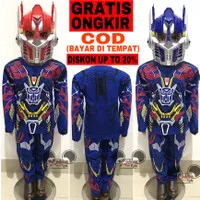 Setelan Kostum Anak Laki-laki Transformer Optimus Prime 1 Set + Topeng