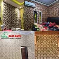 Wallpaper|Gratis Lem|Wallpaper Batik Classic|Hitam Emas|Premium Timbul