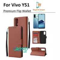FLIP CASE VIVO Y51 PREMIUM WALLET LEATHER STANDING COVER HANDPHONE