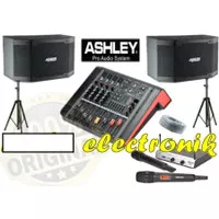 Paket Audio Sound System Mixer ORI Ashley Speaker 10 inch Mic Wireless