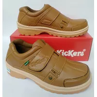 Sepatu kickers pria original kulit asli casual slip on selop santaiCOD