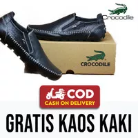 Sepatu Pria Santai Crocodile Slip On Slop Casual Kulit Sapi Asli