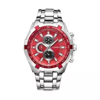 Jam Tangan Pria Curren 8023 Chronograph tidak aktif SILVER MERAH