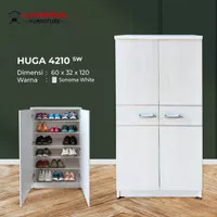 Lunar HUGA 4210, Rak Sepatu 2 Pintu / 18 Pasang, Warna Sonoma White