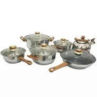 PANCI SET HC 12 PCS / COOKWARE SET STAINLESS TUTUP KACA