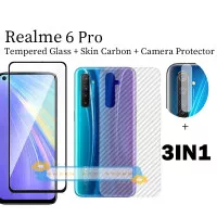 3in1 Realme 6 Pro Tempered Glass Skin Carbon Flexible Glass Camera