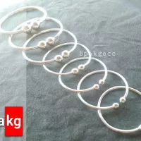 Gelang tangan monel besi putih asli anti karat anak bayi dewasa remaja