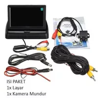 Paket Kamera Mundur Mobil Parkir Rear View LED + Monitor Lipat