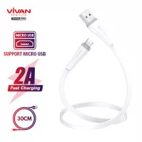 Kabel Data USB Micro SM 30CM VIVAN Fast Charging 2A Flat Design