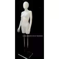 Patung Manekin half body wanita bahan plastik dengan kepala