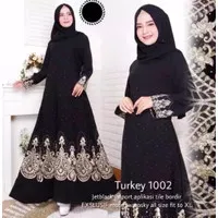 Gamis Mewah Dress Abaya Hitam Dubai Turkey Arab Saudi 1002