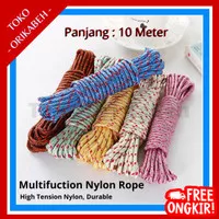 Tali Tambang Nylon Polyester Pengikat Barang Kemah Serbaguna 10 Meter