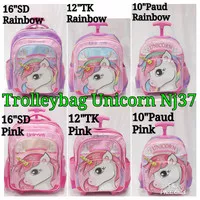 tas troli anak SD TK paud motif nj37 unicorn rainbow pink - unicorn rainbow, 10"paud