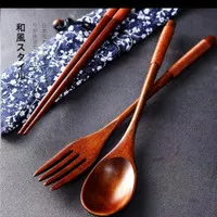 Sendok Garpu Sumpit Kayu / Sujeo Set / Alat makan Korea Jepang