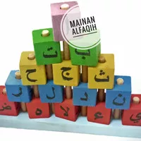 Mainan Edukasi Anak Kayu- Balok Menara Huruf Hijayyah