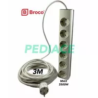 Stop Kontak Colokan BROCO 6 Lubang 16A Kabel 2x1.5mm SUPREME 3 Meter