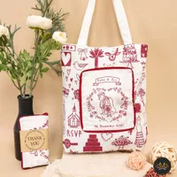 Tote Bag Souvenir Pernikahan Lipat Foldable Zipper Include Packaging