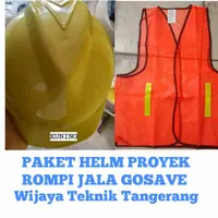 paket helm safety proyek kuning plus rompi jala gosave orange