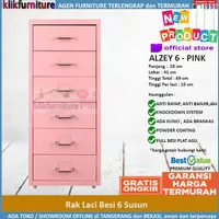 Lemari Besi Portable 6 Laci Lemari Kantor Mini ALZEY SAPPORO - PINK