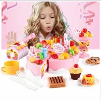 MAINAN ANAK KUE ULANG TAHUN DIY BIRTHDAY CAKE FRUIT CAKE 75 PCS KADO